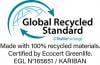 Norme Global Recycled Standard délivrée par Ecocert Greenlife qui permet le contrôle du process, des pratiques sociales et environnementales des produits.